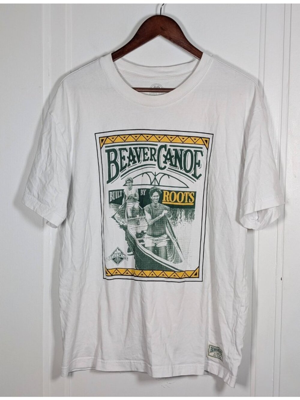 Roots Canada Beaver Canoe Graphic T-Shirt Size Mens Small Women's Medium Tee